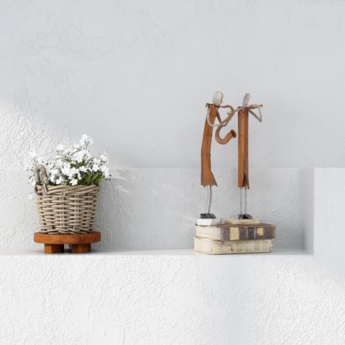 Teak Handmade Display Riser for Bathroom Counter Decor, Round Pedestal Stand for Shelf, Home Centerpiece Decor