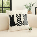 Jonhier Easter Bunny Throw Pillow Cover, Boho Black and White Neutral Rabbit Pillowcase for Living Room Bedroom, Modern Farmhouse Tufted Embroidery Cushion Case for Spring Home Decor, 18 x 18 inch - size: 18" x 18" (Pack of 1)