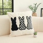 Jonhier Easter Bunny Throw Pillow Cover, Boho Black and White Neutral Rabbit Pillowcase for Living Room Bedroom, Modern Farmhouse Tufted Embroidery Cushion Case for Spring Home Decor, 18 x 18 inch - size: 18" x 18" (Pack of 1)