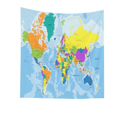 CAPSCEOLL Color Earth Map Tapestry Large Cute World Map Wall Tapestry for Dorm Decorations Thanksgiving Day 50X60 Inches - color: Blue Orange, size: 50"L x 60"W