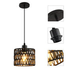 Woven Pendant Light Boho Chandelier, Rattan Pendant Lights Kitchen Island, Farmhouse Pendant Lighting with Hand Woven Wicker Shade, Boho Chandelier Light Fixtures Ceiling Hanging Light - color: 2 Pack Black