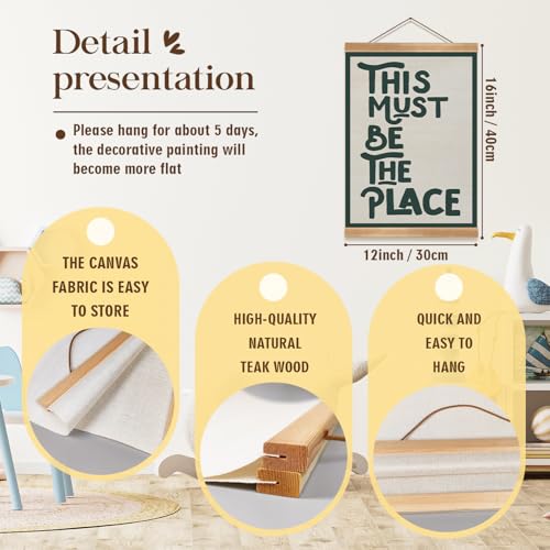 ZTGDA This Must Be The Place Wall Art Poster,Positive Wall Decor Poster,Inspiring Art Hanging Wall Painting With Frame,Green Preppy 70sVintage Canvas Wall Hanging Decor for Home and Office (Green) - color: Green