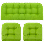 Barydat 3 Pack Wicker Furniture Cushions Waterproof Outdoor/Indoor Tufted Wicker Chair Cushions 1 Loveseat and 2 U-Shape Rattan Chairs for Patio Furniture, Rattan Love Seat, Bench (Grass Green) - color: Grass Green