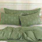 JELLYMONI Pillowcases King Size Light Green 2 Pack Boho Plaid Bed Pillow Covers 20x36in Polyester Envelope Pillow Shams Tufted Bohemian Textured (Pillows are not Included) - color: 02 - Light Green - Grid, size: 36" x 20" (Pack of 2)