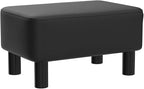 IBUYKE 16.54" Small Footstool, PU Faux Leather Step Stool, with Padded Seat Pine Wood Legs and Padded Rectangular Stool, for Bedroom, Black RF-BD210