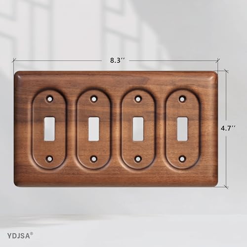 4-Gang Four Light Switch Plate Handcrafted North American Walnut Wall Plate for Rustic and Stylish Homes - color: Walnut wood, size: Four Rocker