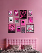 KBKBART Mcbling Y2k Room Decor Aesthetic, 12 Pcs Trashy Y2k Posters and 50 Pcs Y2k Sticker for Teen Girl's Bedroom, Early 2000s Room Decor, Hot Pink Wall Art Aesthetic Pictures, Emo Baddie Prints Wall Collage for Dorm Bedroom Apartment Decor (UNFRAMED) -