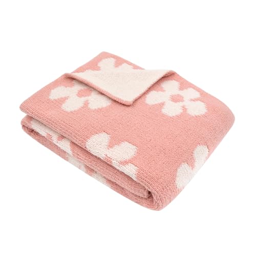 Living Textiles Pink Floral Daisy Chenille Soft Baby Blanket Reversible Premium Cozy Fabric for Best Comfort - Infant,Toddler,Newborn,Swaddle,Nursery,Boy,Girl,Unisex, Throw,Crib,Stroller,Gift 40x30in - color: Floral Daisy