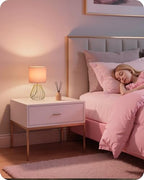 Pink and Gold Table Lamp, Small Bedside Lamp with Metal Base & Pink Linen Lampshade, Modern Nightstand Lamp, Little Cute Desk Lamp for Girl Kid's Room, 2700K LED Bulb Included, DP06TL05 - color: Pink + Gold