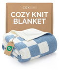 Super Soft Throw Blanket - Checkered Blanket for Couch, Bed, Sofa, Chair - Lightweight Warm Double Sided Knit - All Season Cozy, Fuzzy, Anti-Static Microplush Blanket for Women - 50x60 (Blue/Cream) - color: 05 - Checkered Dusty Blue/Cream