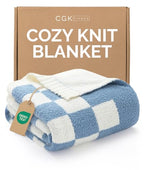 Super Soft Throw Blanket - Checkered Blanket for Couch, Bed, Sofa, Chair - Lightweight Warm Double Sided Knit - All Season Cozy, Fuzzy, Anti-Static Microplush Blanket for Women - 50x60 (Blue/Cream) - color: 05 - Checkered Dusty Blue/Cream