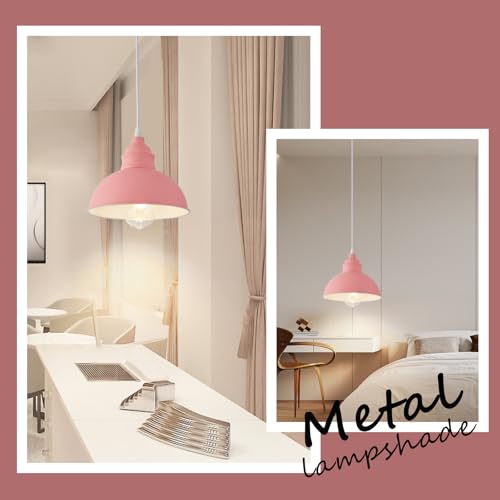 Plug in Pendant Light, 15FT Hanging Lights, On/Off Switch, Industrial Pendant Light with Plug in Cord, Metal Hanging Lamps for Living Room, Kitchen, Dining Room -Pink - color: Pink