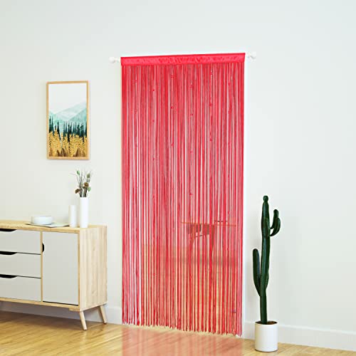 YaoYue Beaded Curtain Door String Curtains for Doorway Tassels Beads Hanging Fringe Hippie Room Divider Window Hallway Entrance Wall Closet Bedroom Privacy Decor, 39x79in/100x200cm, Wine Red - color: Wine Red, size: 39"W x 79"L (Pack of 1)