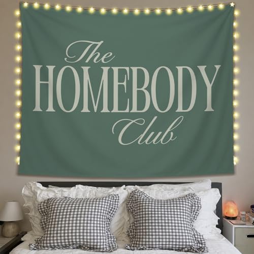 SkyCozy Green the Homebody Club Wall Tapestry, Trendy Retro Modern Minimalist Aesthetic Tapestry for Home Bedroom Living Room Apartment Dorm Wall Decor, 50x60 Inch - color: 04-the Homebody Club Tapestry