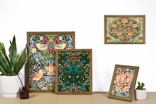 ANERZA 16 PCS Framed William Morris Wall Art Decor, Floral Wall Prints for Bedroom, Gallery Wall Frame Set, Vintage Posters for Living Room Aesthetic, Botanical Collage Kit, Dorm Home Artwork - color: MediumBlue, size: 12"x15" Framed