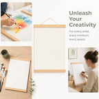Blank Cotton Canvas Panels 3Pcs White Cotton Canvas Wooden Framed Artist Canvas Board with Hanging Rope for Acrylic, Oil, and Art Projects, Acrylic Pouring 11.7 * 8.2''