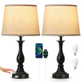 Bedside Table Lamp Touch Control Bedroom Lamps with USB A and C Charging Port 3 Way Dimmable Touch Lamps for Nightstand Living Room Bedroom Dorm Home Office Reading, Set of 2 - color: Black