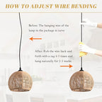 Mini Hemp Rope Woven Pendant Light Woven Light Fixture Boho Chandelier Light Fixture Wicker Pendant Light Rattan Light Pendant Dome Wicker Chandelier for Bedroom Kitchen Island(Bulb Incl.) - color: 8.7" Natural