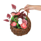 LIOOBO 2pcs Woven Rattan Wall Hanging Flower Pots Set Small Medium Plant Containers for Indoor Outdoor Garden Rustic Hanging Planter Baskets for Succulents