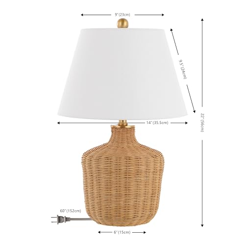 SAFAVIEH Lighting - Saolia 22-Inch Rattan Table Lamp - Brown - Coastal Woven Body Design - Ideal for Living Room, Bedroom, Entryway, Home Office - LED Bulb Included (TBL4467A)