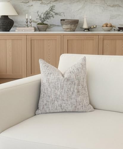 Textured Neutral Throw Pillow Covers 16x16 Inch Set of 2 Soft Woven Chenille Accent Boho Farmhouse Decorative Couch Pillow Covers for Modern Home Decor Bed Sofa Living Room - size: 16" x 16" (Pack of 2)