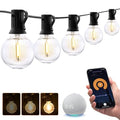 XMCOSY+ Smart Outdoor String Lights, 150Ft G40 Globe Patio Lights with 75 LED Bulbs, WiFi & APP Control, Work with Alexa, Extendable Waterproof Dimmable LED String Lights for Outside, Porch, Cafe - size: 150FT(75 Sockets)+Smart Controller