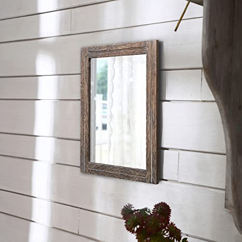 AAZZKANG Mirror with Wood Framed Rectangle Rustic Wall Mirrors Decor for Bedroom Bathroom Living Room Entryway - color: Light Tan, size: 16"L x 12"W