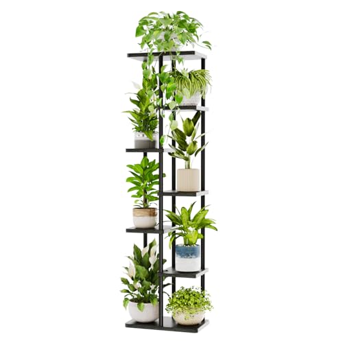 Bamworld Tall Plant Stand Indoor, Corner 7 Tier Metal Plant Shelf for Multiple Plants, Tiered Flower Pot Stands for Patio Garden Balcony Living Room Bedroom, Black - color: Black, size: 7 Tier