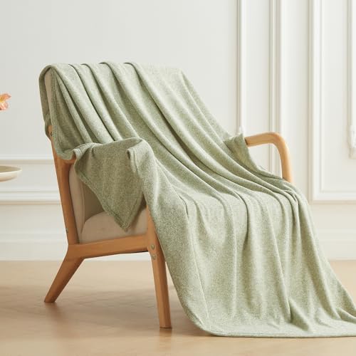 COOVA Lightweight Knit Throw Blanket for Couch, Decorative Blanket, Soft and Cozy Throw for Sofa, Bed or Chair, Living Room (Light Green, 50×60 inches) - color: Light Green, size: 50"x60"
