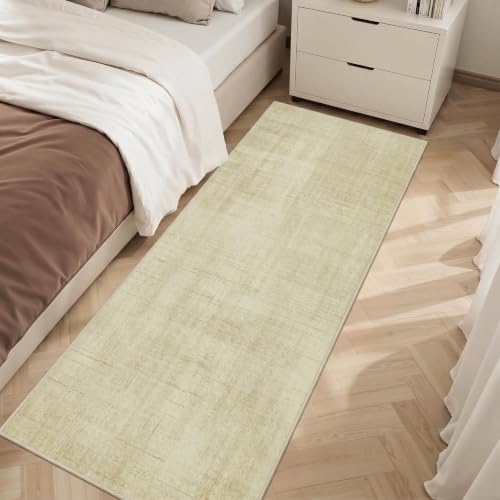 Joydeco Washable 2x5 Hallway Runner Rug Classic, Beige | Water Resistant Low Pile Non Slip Backing for Kitchen Entryway Bedroom Bathroom Dining Room - color: Beige, size: 2' x 5' (Rectangular)