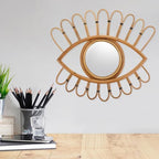 TOYANDONA Rattan Wall Mirror Decorative Woven Vanity Mirror 48x39cm Handwoven Boho Style for Bedroom Entryway Home Décor