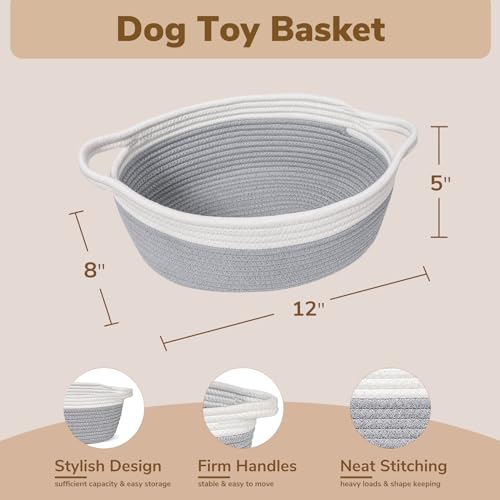 Goodpick Small Baskets for Gifts Empty, Easter Basket for Gifts Home Decor, Woven Burr Basket for Storage with Handles, Decorative Cotton Rope Baskets for Baby Shower Diaper Toy, 12" x 8" x 5" - color: Gray, size: 12x8x5 Inch (Pack of 1)