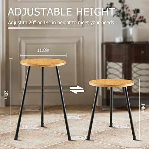 KINNARY Tall Plant Stand, Mid Century Wood Indoor Plant Stand Plant Table for Flower Pots, Metal Plant Holder, Modern Home Decor Small Round Side End Table (11.8"x20") - color: Light wood 11.8"x20"