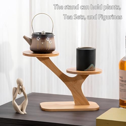 2 Tiered Desk Plant Stand Bamboo Tree Plant Shelf Tabletop Succulent Herb Stand Desktop Plant Stand Indoor Plant Rack for in Living Room Office Decoration (2 Tiered) - size: 2 Tiered