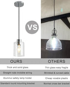 Chrome Pendant Lights Kitchen Island - Clear Glass Pendant Light Fixture Multiple Stems Rods 3 Units 12 Inch 3 Units 4 Inch (2 Pack Chrome Downrod) - color: Chrome 2PK