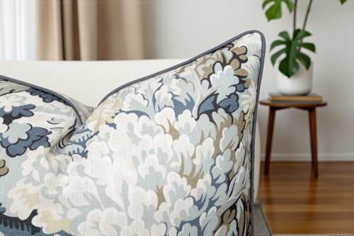 VAGMINE Vintage Botanical 20x20 Inch Throw Pillow Cover - Slate Blue Cream Tree Foliage Print on Textured Polyester - Cushion Case for Couch Sofa - Forest Tapestry - color: Forest Tapestry, size: 20" x 20" (Pack of 1)