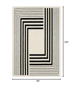 Abani Geometric Beige/Black Area Rug - 8'x10' - Modern 3D Lines Design - Deco Collection - Easy to Clean - Durable for High Traffic Areas -Living Room, Dining Room - Medium Pile - color: Geometric, size: 8' x 10' (Rectangular)