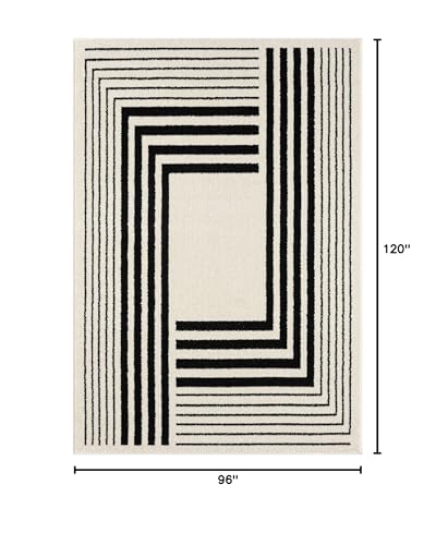 Abani Geometric Beige/Black Area Rug - 8'x10' - Modern 3D Lines Design - Deco Collection - Easy to Clean - Durable for High Traffic Areas -Living Room, Dining Room - Medium Pile - color: Geometric, size: 8' x 10' (Rectangular)