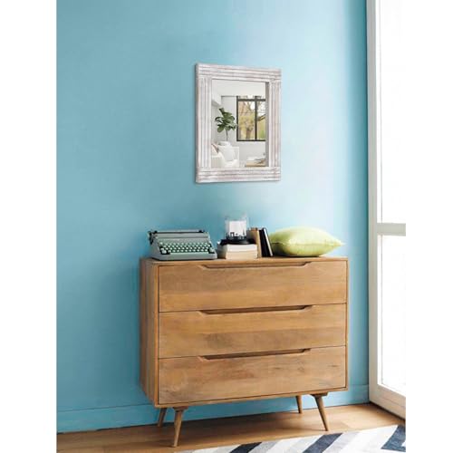 Mirrors for Wall Rustic Wooden Frame Rectangle Mirror Vintage Hanging Mirror for Bedroom Bathroom Living Room Farmhouse Wall Decor White Small 16" x 12 " - color: Rustic White, size: 16"L x 12"W