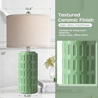 PARTPHONER 23" Farmhouse Modern Ceramic Table Lamp Set of 2 - Sage Green Bedside Lamps for Bedroom & Living Room, Nightstand, Desk, End Table - color: Sage Green