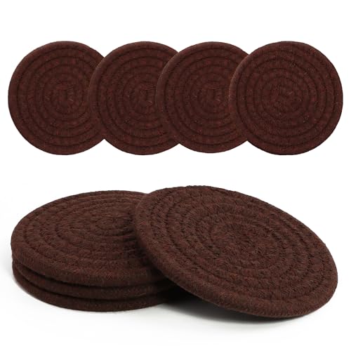 Coasters Set of 4 for Drinks, Cotton Woven 4 Colors Absorbent Boho Coasters for Home Decor Cups - Hot or Cold Drink Thickened (Mocha Mousse Color) - color: Mocha Mousse Color