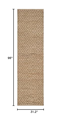 SAFAVIEH Natural Fiber Collection Runner Rug - 2'6" x 8', Natural & Red, Handmade Diamond Trellis Jute, Ideal for High Traffic Areas in Living Room, Bedroom (NF873A) - size: 2'6" x 8' (Runner)