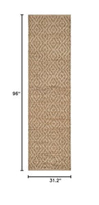 SAFAVIEH Natural Fiber Collection Runner Rug - 2'6" x 8', Natural & Red, Handmade Diamond Trellis Jute, Ideal for High Traffic Areas in Living Room, Bedroom (NF873A) - size: 2'6" x 8' (Runner)