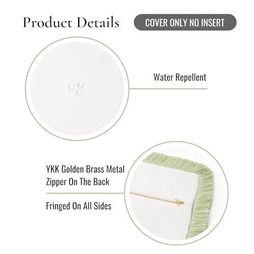 Hofdeco Premium Grandmillennial Coastal Hampton Patio Indoor Outdoor Lumbar Pillow Cover Only, 12"x20" Water Repellent for Backyard, Couch, Poolside, White Grass Green Solid - color: White Grass Green Solid 12"x20"