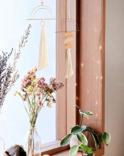 IOWER Boho Wall Decor Macrame Wall Hanging Bohemian Bedroom Wall Art Bathroom Decor Kitchen Tassel Home Wall Aesthetic Christmas Gifts 2 Pcs - color: Ivory