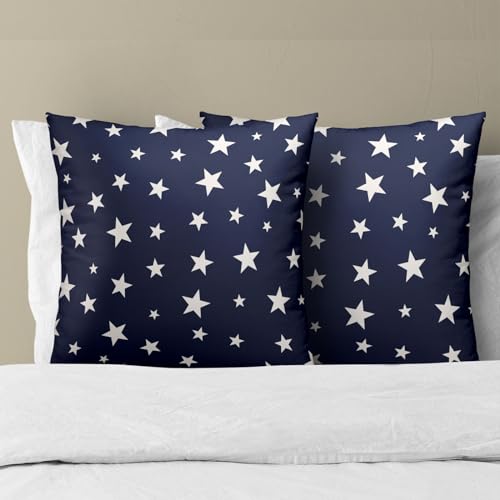 4th of July Decorations Pillow Covers 16x16 Inch Set of 2, Independence Day Patriotic Blue White Stars Throw Pillow Covers Square Cotton Cushion Cover for Home Couch Sofa Patio Bedroom Livingroom - color: Blue White Star240319, size: 16" x 16" (Pack of 2)