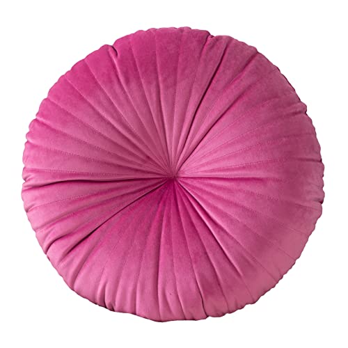 HLOVME Round Pillow Cushion for Couch Velvet Decorative Small Throw Pillow Solid Color for Living Room Bed Floor 15.7”, Hot Pink - color: Z01-hot Pink