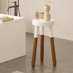 LitaEther 12" Reverse Dipped Wood Plant Stand, Wood Accent Stool,Milking Stool Drinking Table Small Side Table Set (18"+20" Tall) - size: 18"+20" Tall