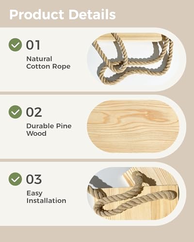Bamworld Hanging Shelves 8Tiers with Light Plant Hanger Indoor Window Plant Shelves Wood Plant Wall Shelf Window Sill Plant Shelf Indoor Hanging Plant Stand Living Room Decor Garden Boho Decor - size: 8Tier,Light
