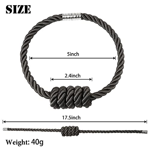 BEL AVENIR Magnetic Curtain Tiebacks, Decorative Drapery Holdbacks Modern Woven Tie-Backs with Exquisite Knot (Charcoal, 6 Pack) - color: Charcoal, size: 6 Pack